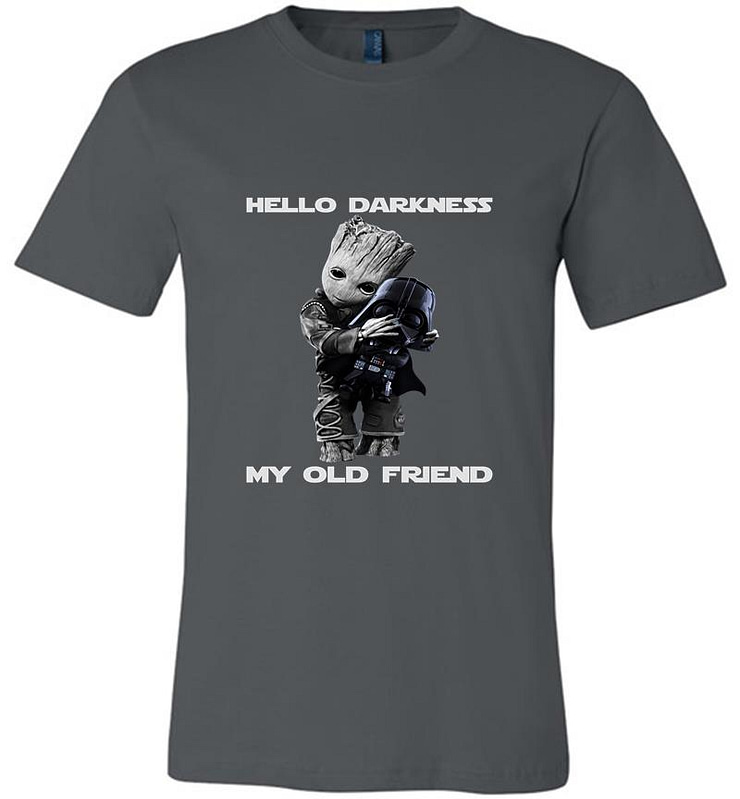 Baby Groot hugs Darth Vader Hello Darkness My old friend Premium T-shirt