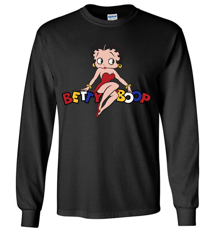 Betty Boop Betty Sitting on Logo Long Sleeve T-shirt