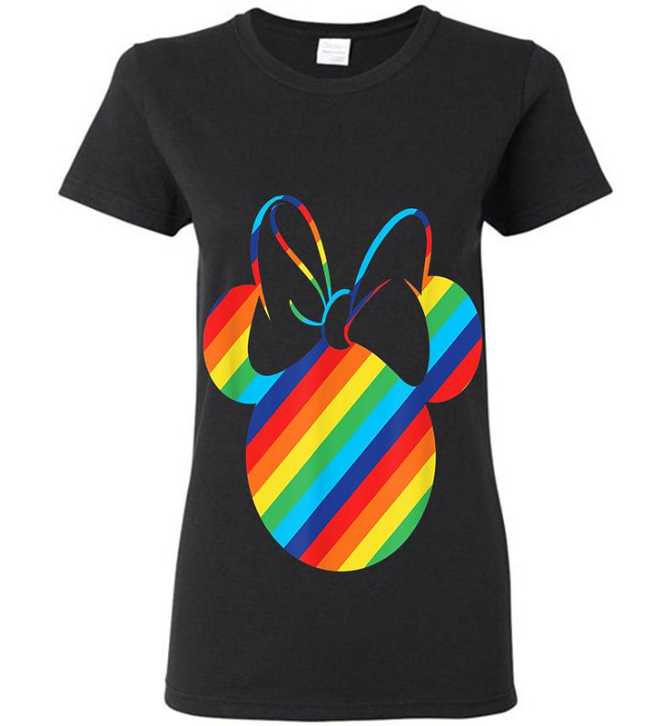 Disney Minnie Mouse Silhouette Rainbow Womens T-shirt