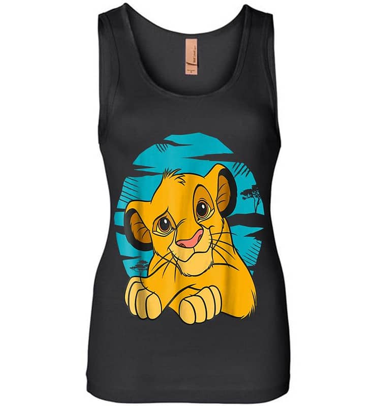 Disney The Lion King Young Simba Resting Blue 90s Womens Jersey Tank Top