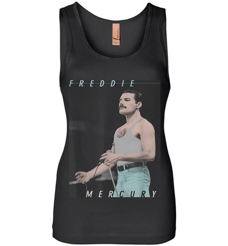 Freddie Mercury Official Blue Jeans Live Icon Womens Jersey Tank Top