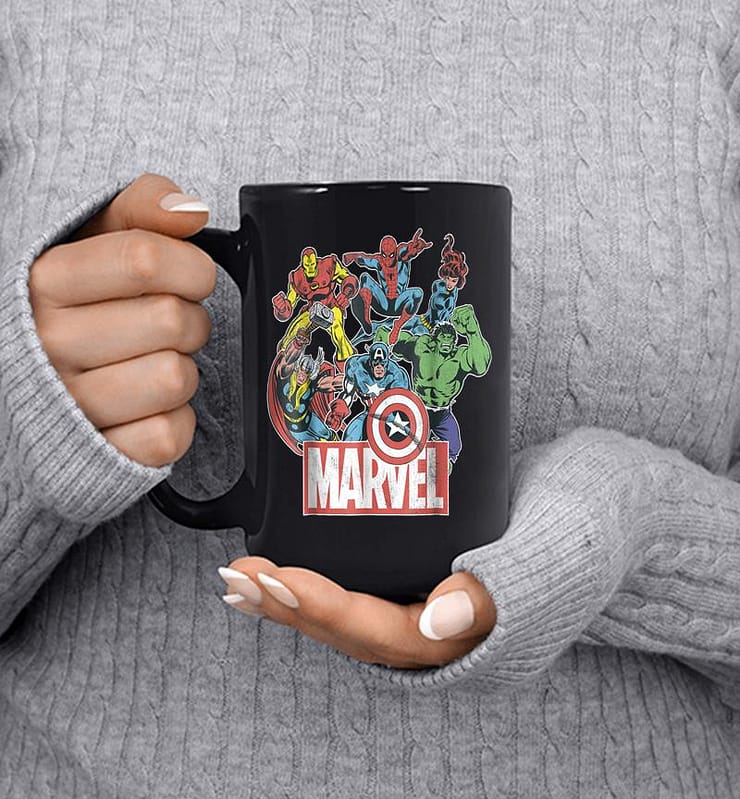 Marvel Avengers Team Retro Comic Vintage Graphic Mug