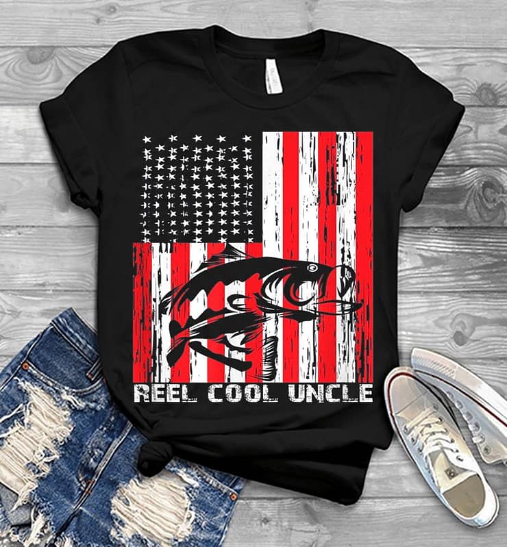 Men Reel Cool Uncle Vintage Fisherman Father's Day Gift Mens T-shirt
