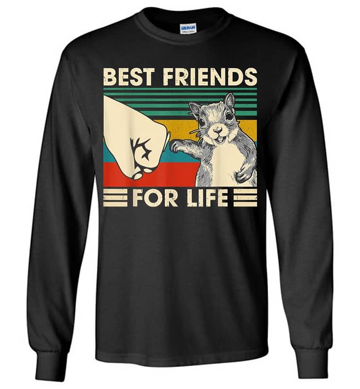 Retro Vintage Squirrel Best Friend For Life Fist Bump Long Sleeve T-shirt