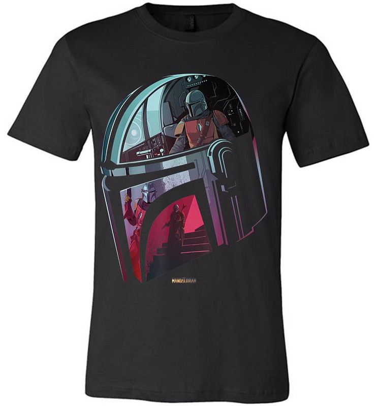 Star Wars The Mandalorian Helmet Scene Fill Premium T-shirt