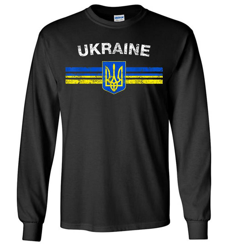 Ukraine Flag Emblem Lovers Always Stay Strong Retro Design Long Sleeve T-shirt