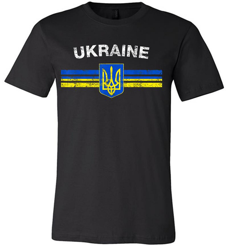 Ukraine Flag Emblem Lovers Always Stay Strong Retro Design Premium T-shirt