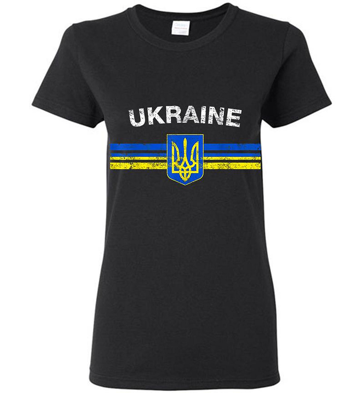 Ukraine Flag Emblem Lovers Always Stay Strong Retro Design Women T-shirt