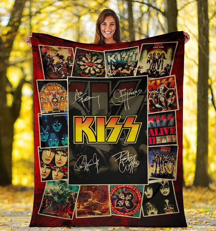 Amazon Best Seller Kiss Rock Band Signatures Fleece Blanket