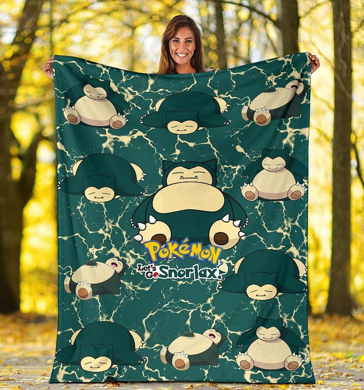 Amazon Best Seller Let's Go Snorlax Funny Idea Poke Lazy Fleece Blanket