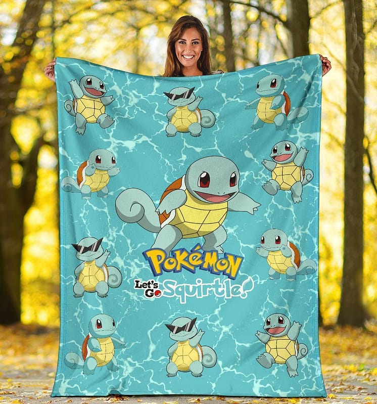 Amazon Best Seller Let's Go Squirtle Pokemon Funny Fleece Blanket