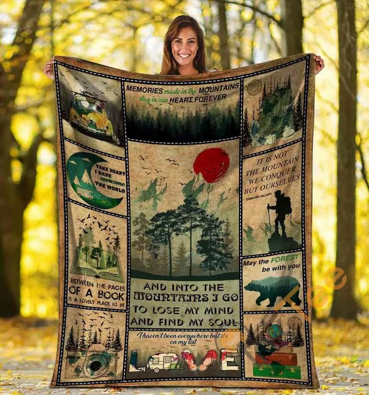 And Into The Mountain I Go To Lose My Mind Forest Camping Hiking Outdoor Ultra Soft Cozy Plush Fleece Blanket