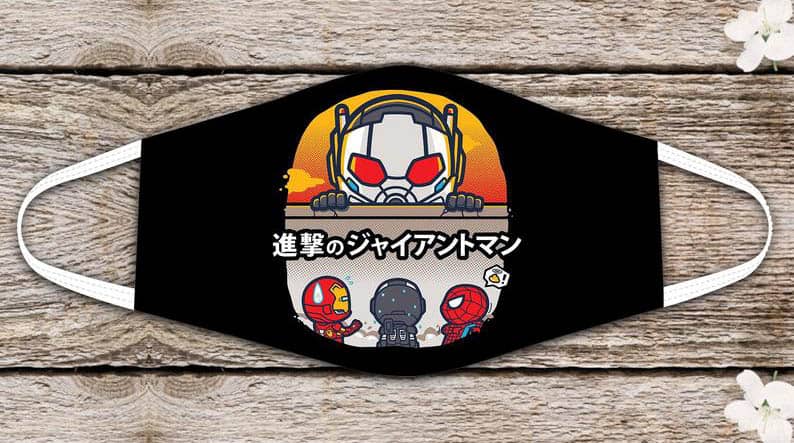 Attack On Giant Titan Crossover Marvel Ant-man Iron Spider War Machine Mashup No159 Face Mask