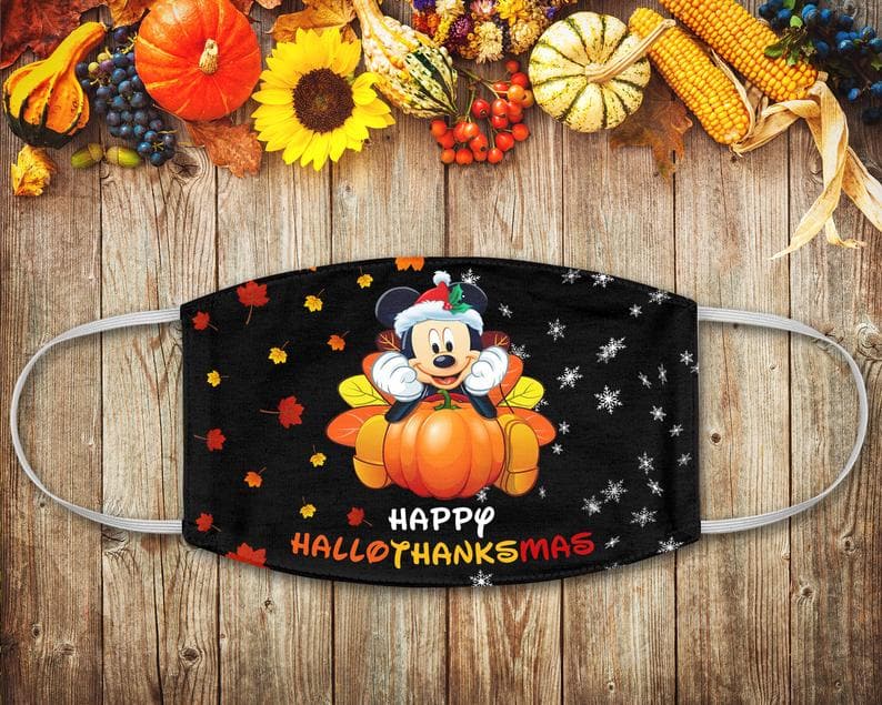 Mickey Mouse Hallothanksmas Turkey Costume Halloween Thanksgiving Christmas Disney Lovers Face Mask