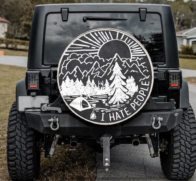 I Hate People Camping Vintage Art Tire Cover