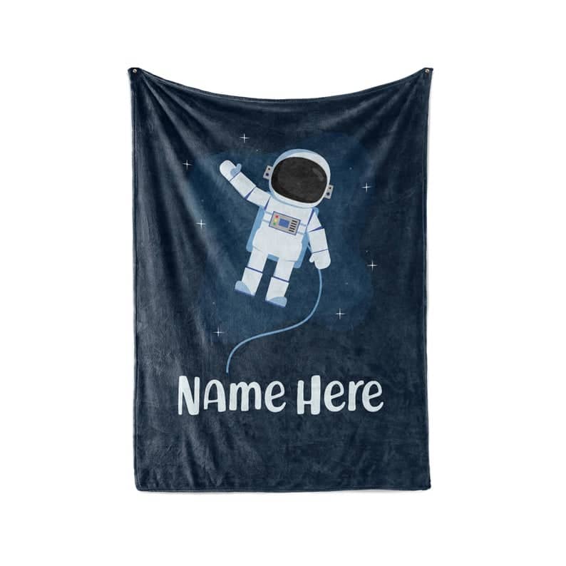 Kids Outer Space Astronaut - Personalized Custom Fleece And Sherpa Blankets With Your Child's Name Fleece Blanket