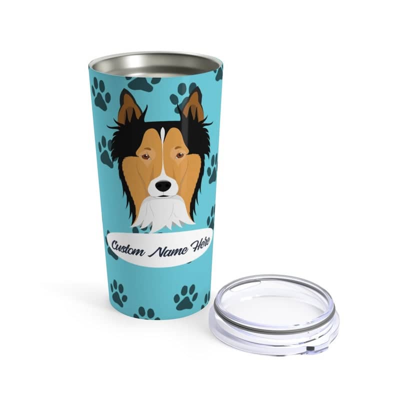 Love My Border Collie - Personalized Custom  Travel Mug For Hot Coffee Cold Drinks - 20oz With Lid Dishwasher Safe Stainless Steel Tumbler