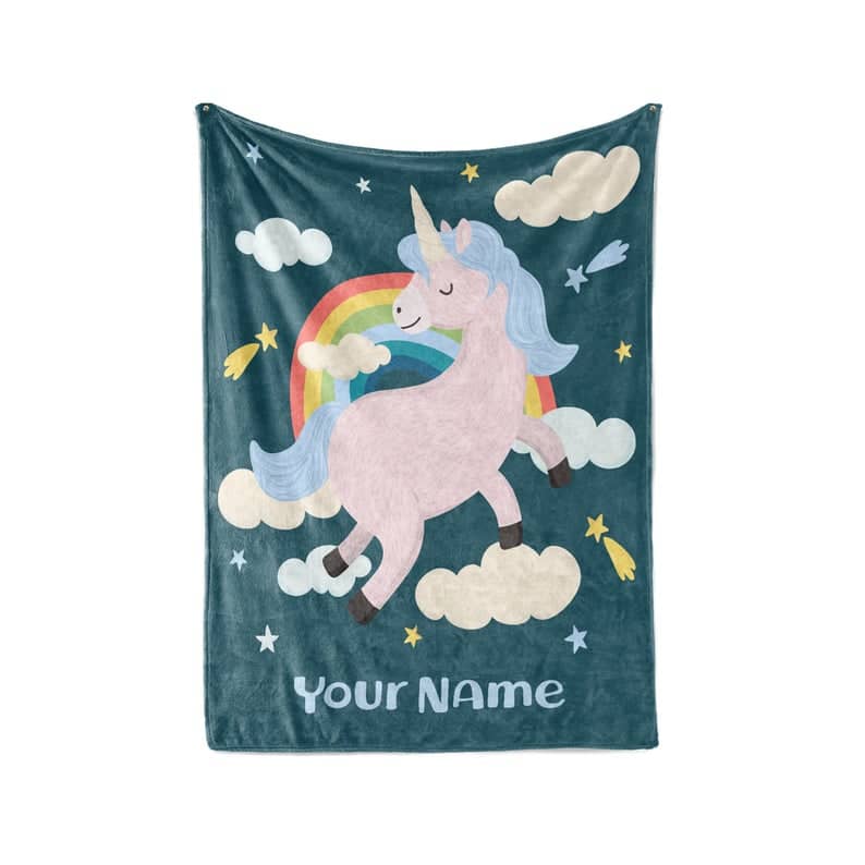 Magical Unicorn Personalized Custom Fleece And Sherpa Blankets With Your Child's Name Fleece Blanket