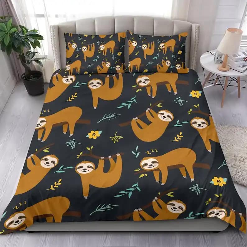 Cute Sloth In Tree Quilt Bedding Sets