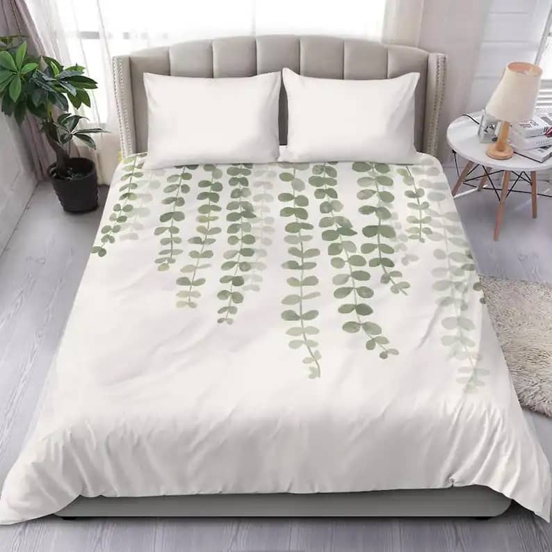 Pretty Green Vines Of Plants Gently Quilt Bedding Sets