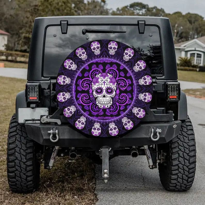 Purple Skulls Mexican Tire Cover