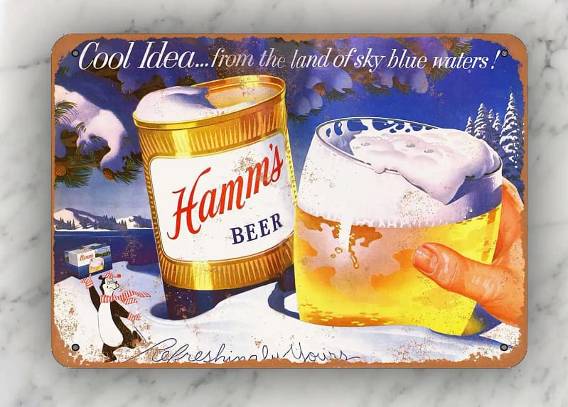 Retro Customization 1956 Hamm's Beer And Winter Metal Sign