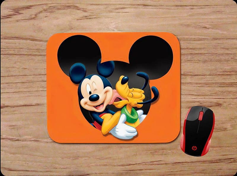 Mickey & Pluto Orange Mouse Pads