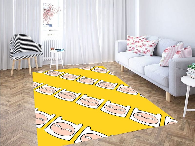 Face Of Finn Pattern Adventure Time Living Room Modern Carpet Rug