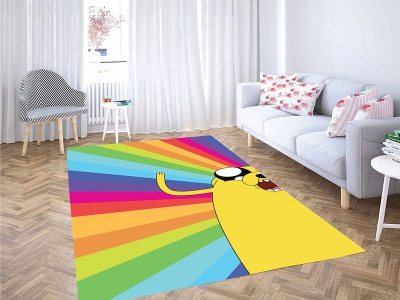 Rainbow Adventure Time Living Room Modern Carpet Rug