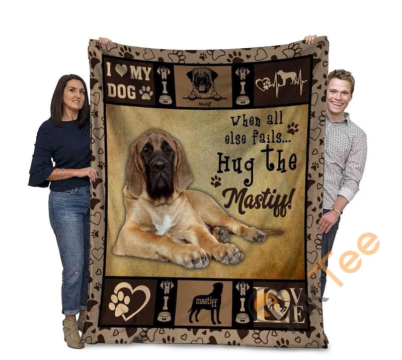 English Mastiff Dog When All Else Fails Hug The Mastiff Ultra Soft Cozy Plush Fleece Blanket