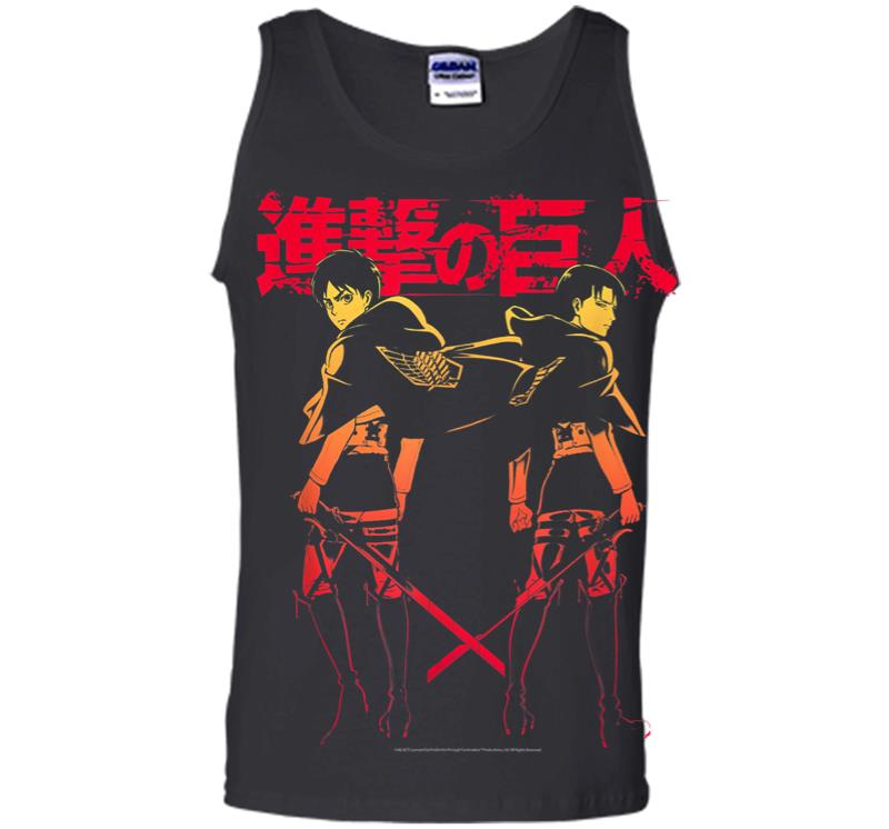 Attack On Titan Levi Eren Gradient With Japanese Logo Men Tank Top