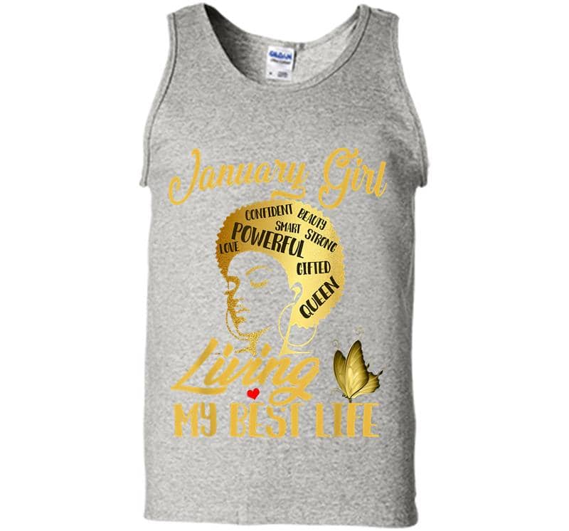 Black Queen Was Born In January Living My Best Life Mens Tank Top