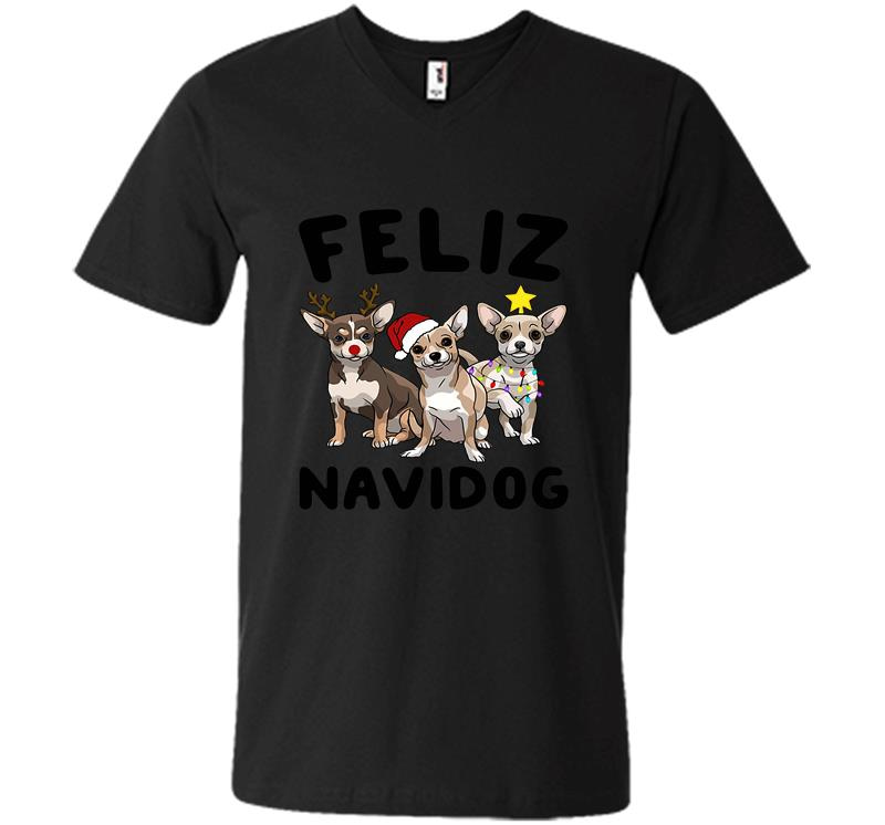 Chihuahua Feliz Navidog Christmas V-neck T-shirt