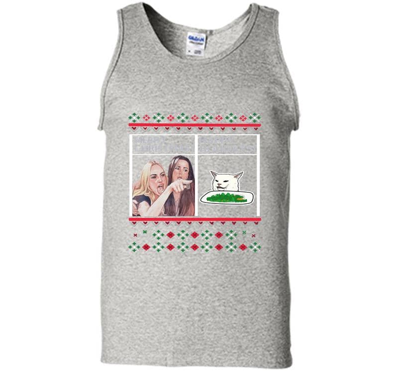 Christmas Happy Holidays Woman Yelling At A Cat Meme Mens Tank Top
