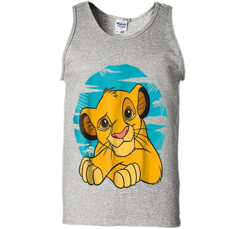Disney The Lion King Young Simba Resting Blue 90s Mens Tank Top