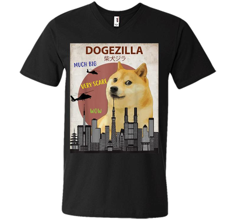 Dogezilla Funny DOGE MEME Shiba Inu Dog V-neck T-shirt