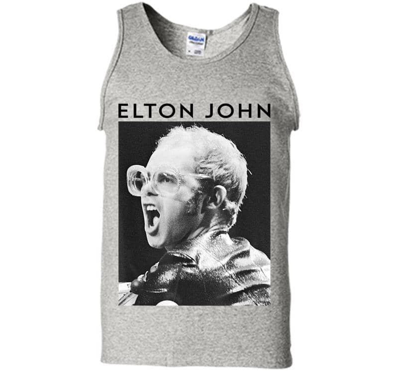Elton John Official Black & White Photo Mens Tank Top