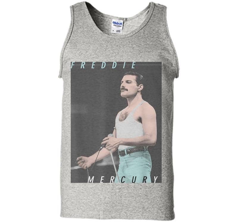 Freddie Mercury Official Blue Jeans Live Icon Mens Tank Top