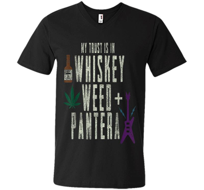 Pantera Official Whiskey, Weed And Pantera V-neck T-shirt