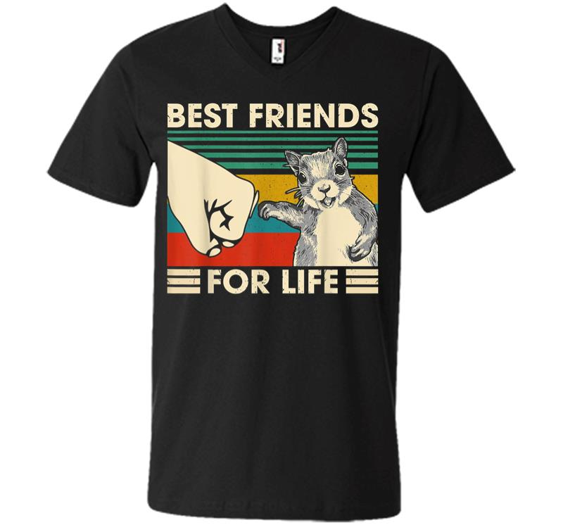 Retro Vintage Squirrel Best Friend For Life Fist Bump V-neck T-shirt