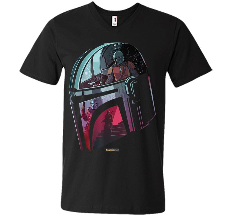 Star Wars The Mandalorian Helmet Scene Fill V-neck T-shirt