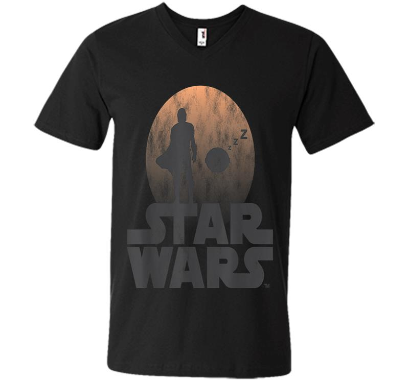 Star Wars The Mandalorian Sleeping Child Silhouette V-neck T-shirt