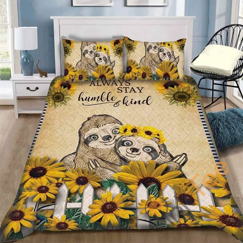 Custom Sloth Humble And Kind Quilt Bedding Sets