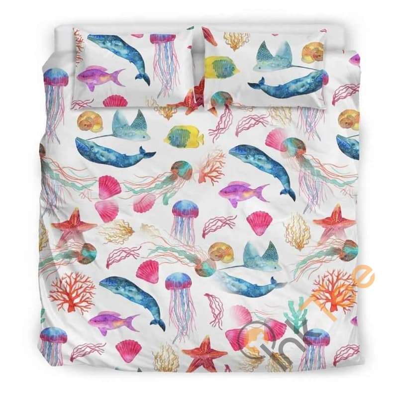 Custom Watercolor Ocean Quilt Bedding Sets