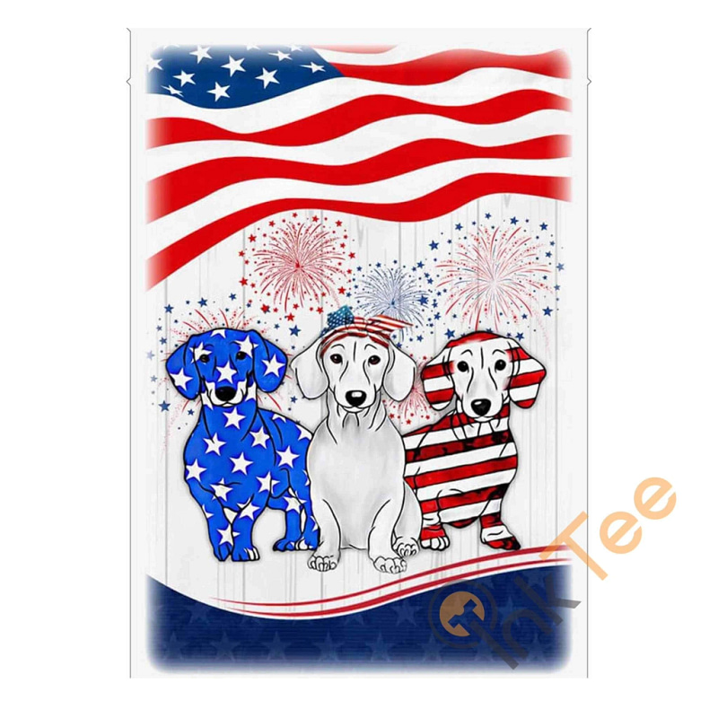 Dog Dachshund 4th July American Garden Flag