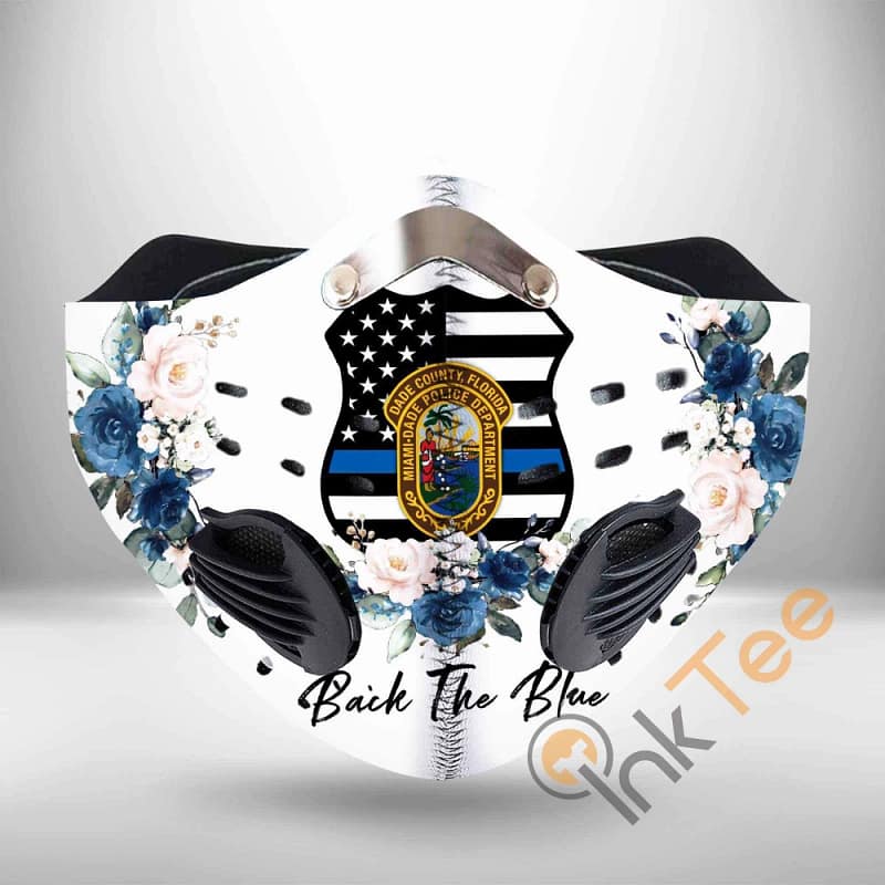 Miami Dade Police Department Flowers Filter Activated Carbon Pm 2.5 Face Mask