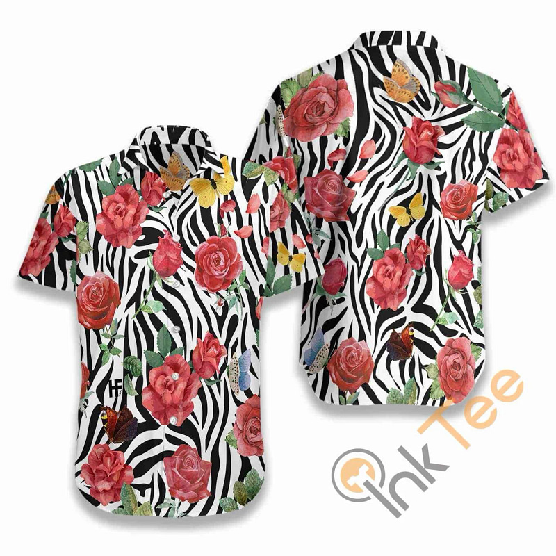 Rose Zebra Watercolor Painting Art Hawaiian shirts