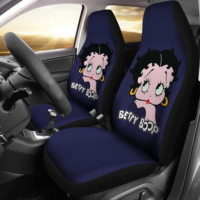 Betty Boop Logo In Blue Theme Car Seat Covers