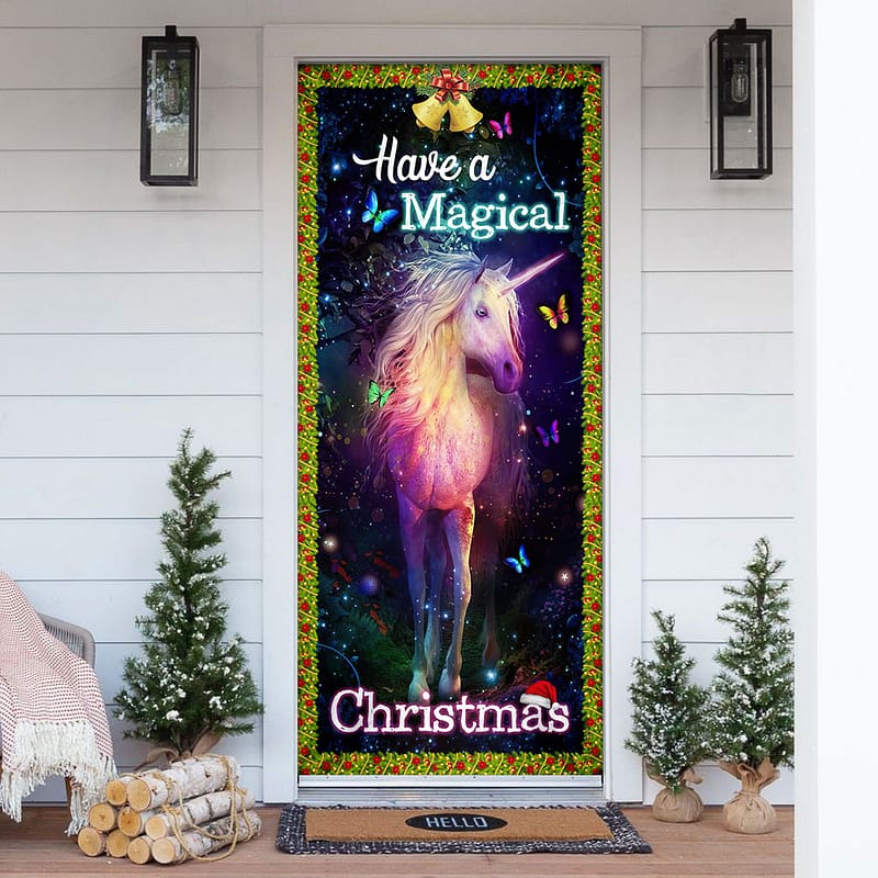 Have A Magical Christmas Unicorn Christmas Door Cover