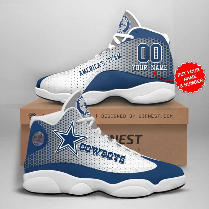 Personalized Dallas Cowboys Custom No166 Air Jordan Shoes